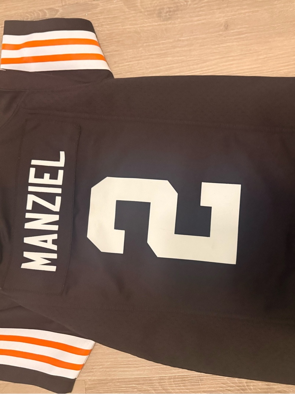 Johnny Manziel #2 Football Jersey in Brown and White with Orange Stripes